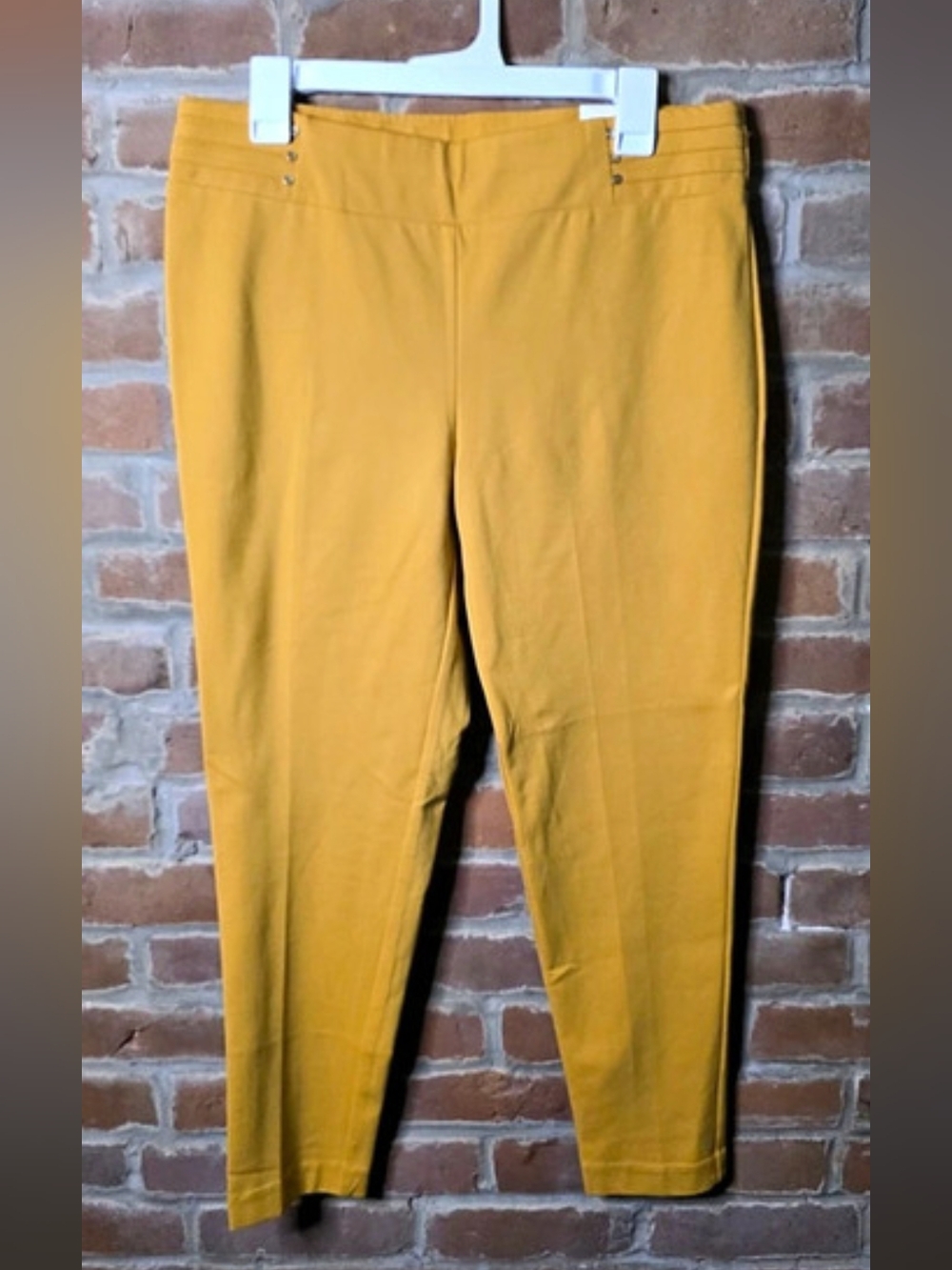 Anne Klein Mustard Yellow Slim Leg Knit Dress Pants Petite Large NWT
